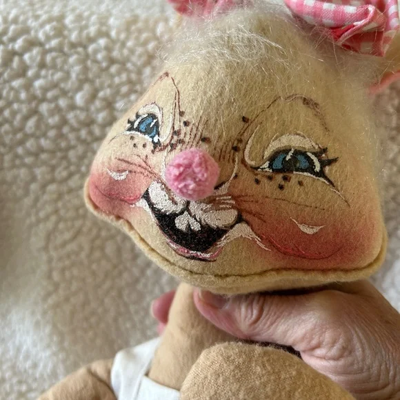 Large Annalee Spring Bunny with Basket Strawberry Dress